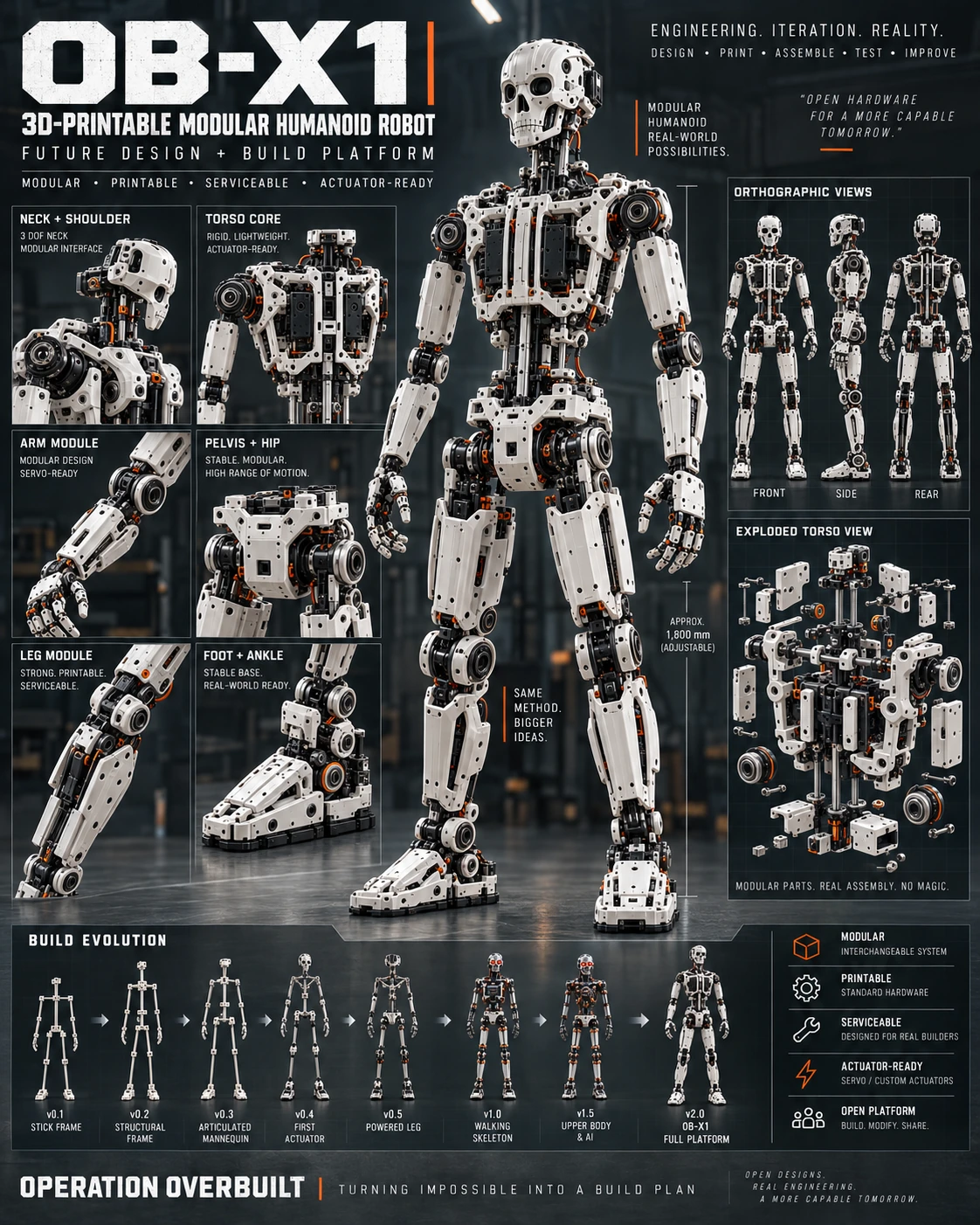 OB-X1 modular humanoid robot concept artwork